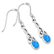Synthetic Opal Celtic Trinity Silver Earrings - e412